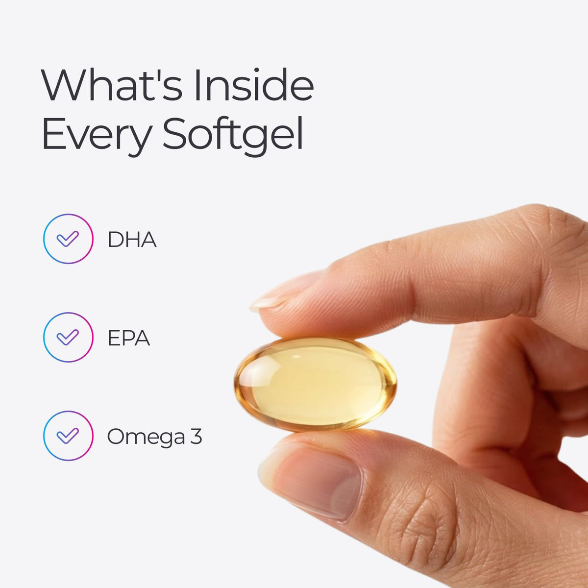 Gélules Omega 3 Livingood Daily prêtes à être prises avec un verre d'eau
