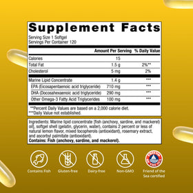 Gélules Omega-3 Metagenics dans une cuillère en bois