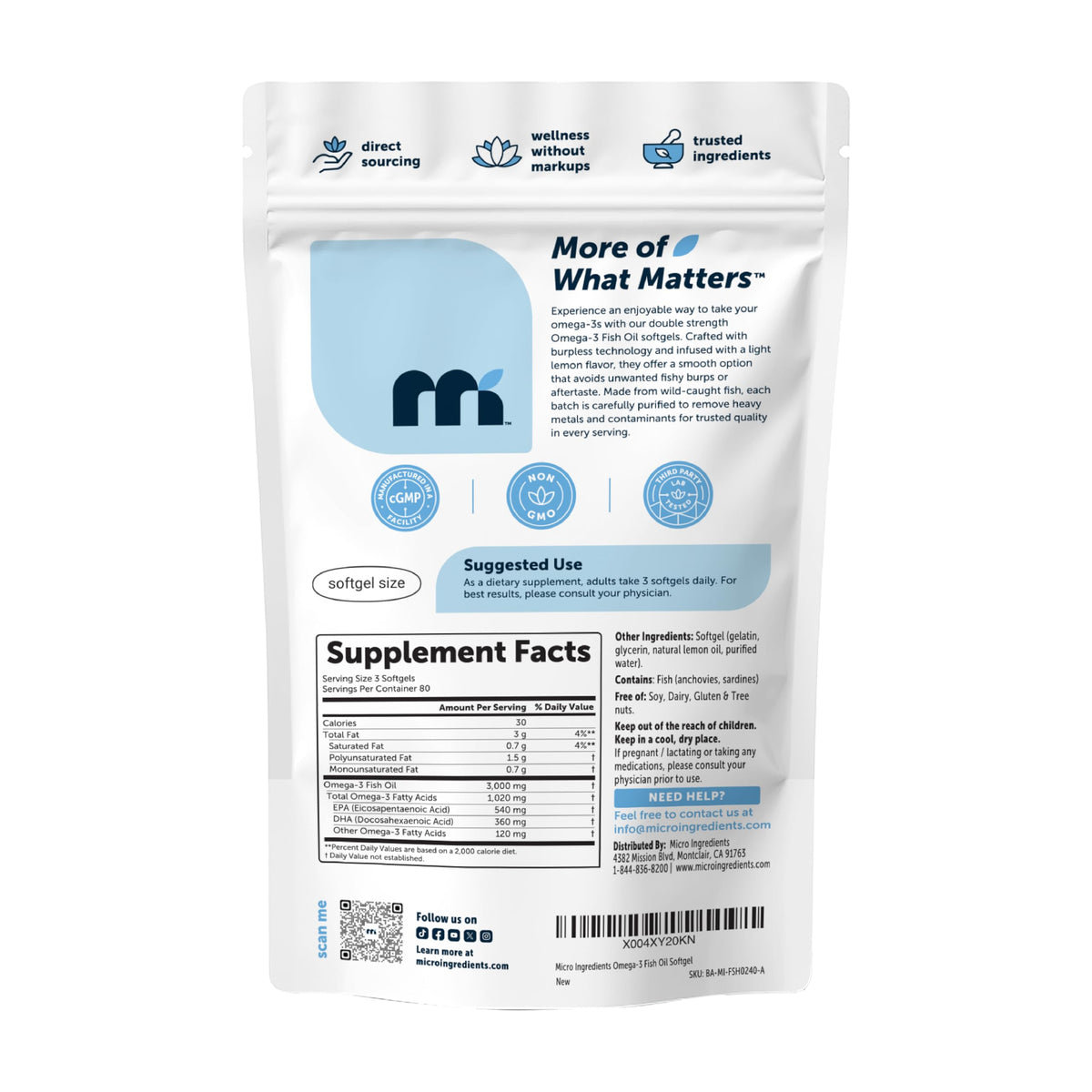 Gélules Omega 3 Micro Ingredients dans un environnement naturel