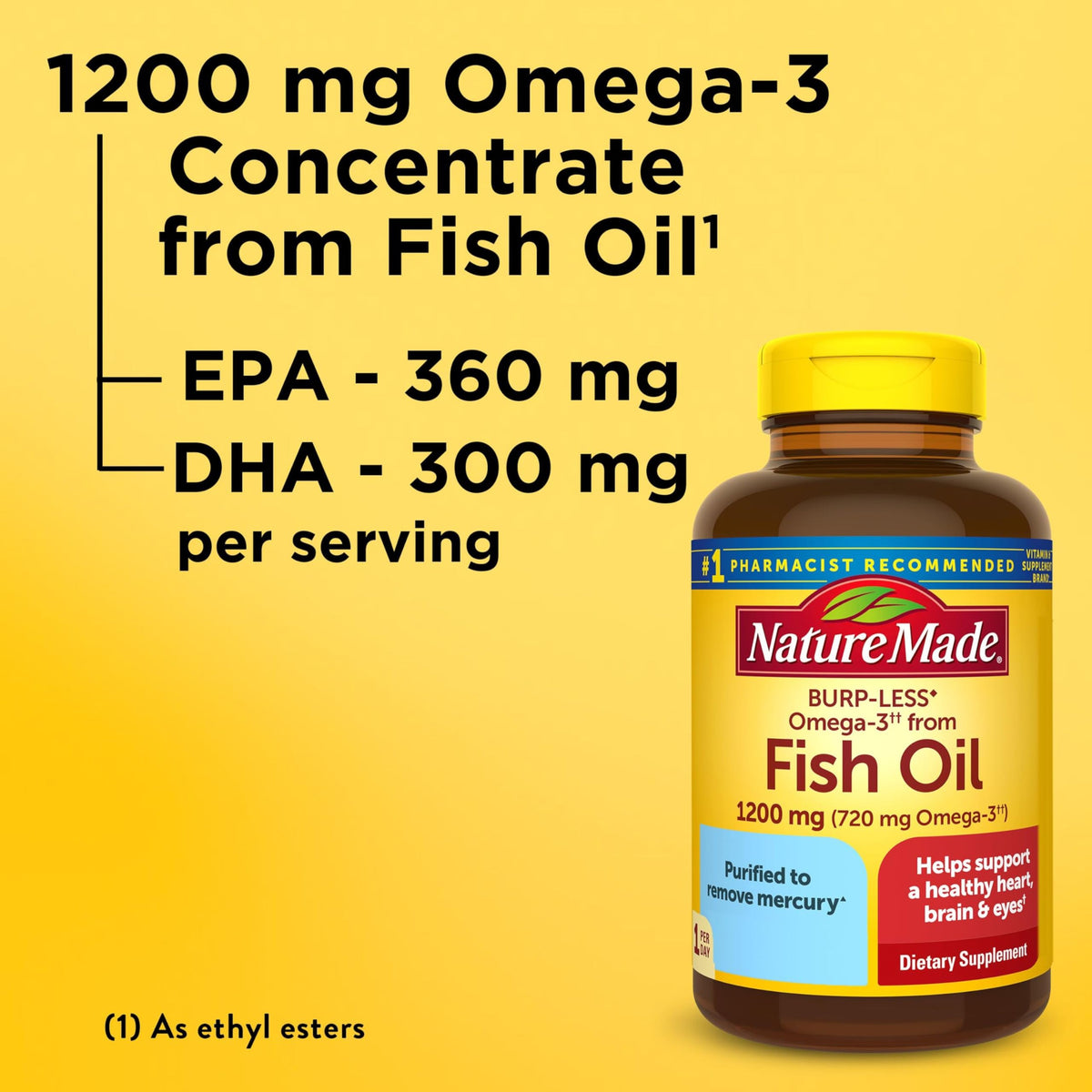 Gélules Omega 3 Nature Made avec étiquette et informations