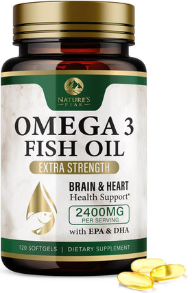 Gélules Omega 3 Nature's Peak 2400mg en vue frontale