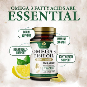 Gélules Omega 3 Nature's Peak avec un verre d'eau