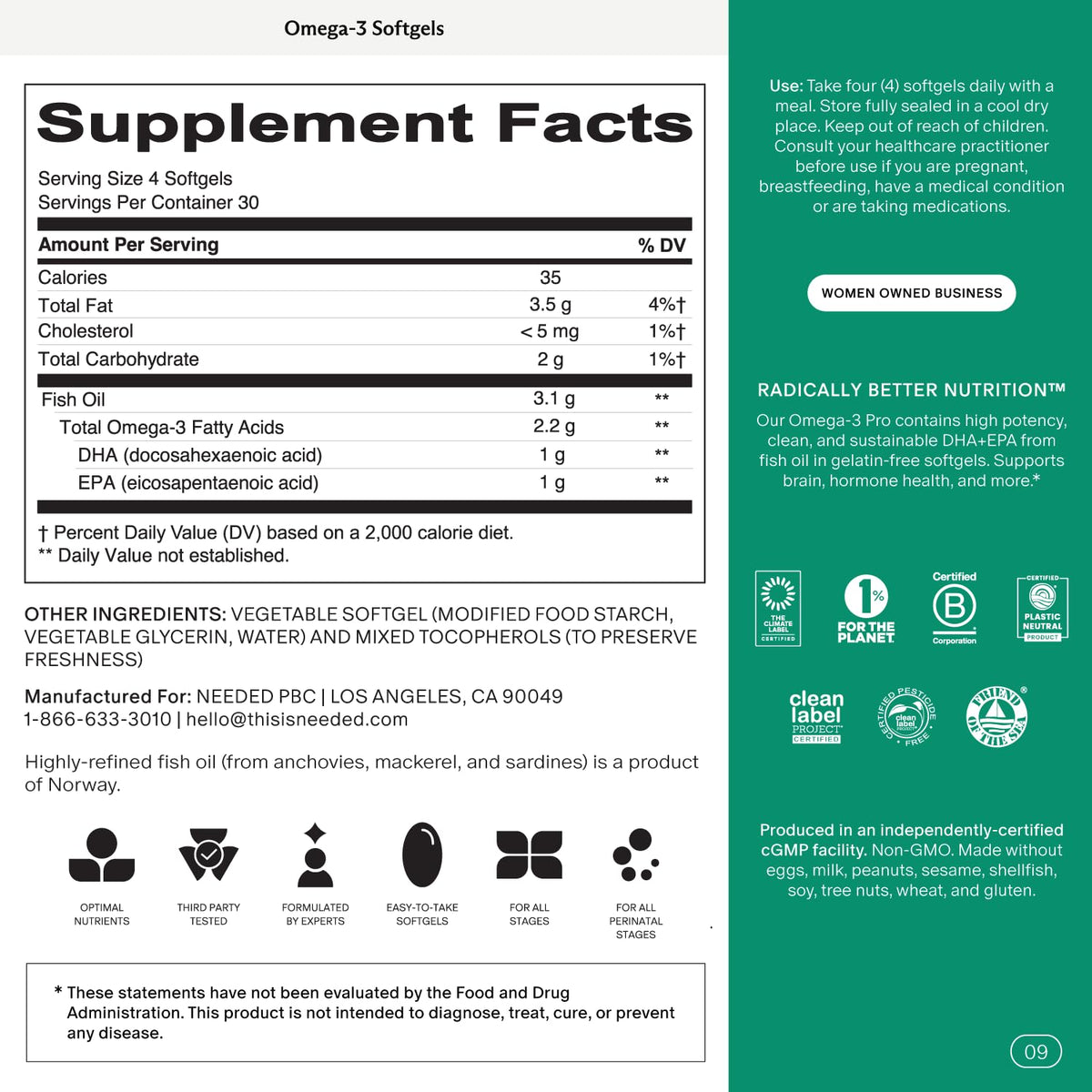 Gélules Omega-3 prénatales dans une main