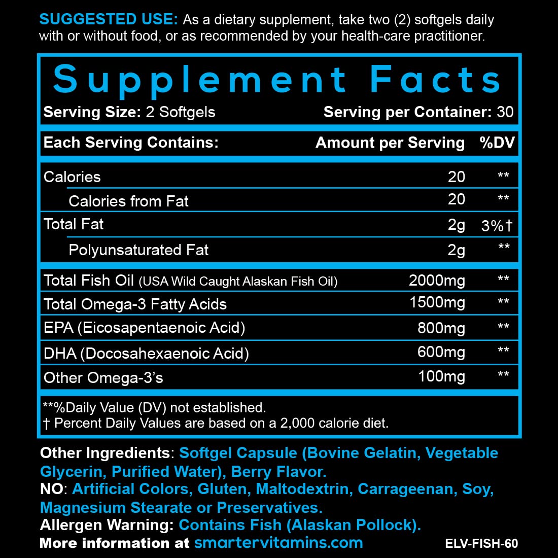 Gélules Omega-3 SmarterVitamins à côté d'un verre d'eau