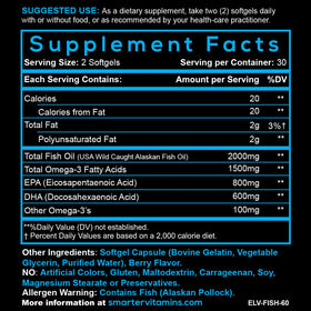 Gélules Omega-3 SmarterVitamins à côté d'un verre d'eau