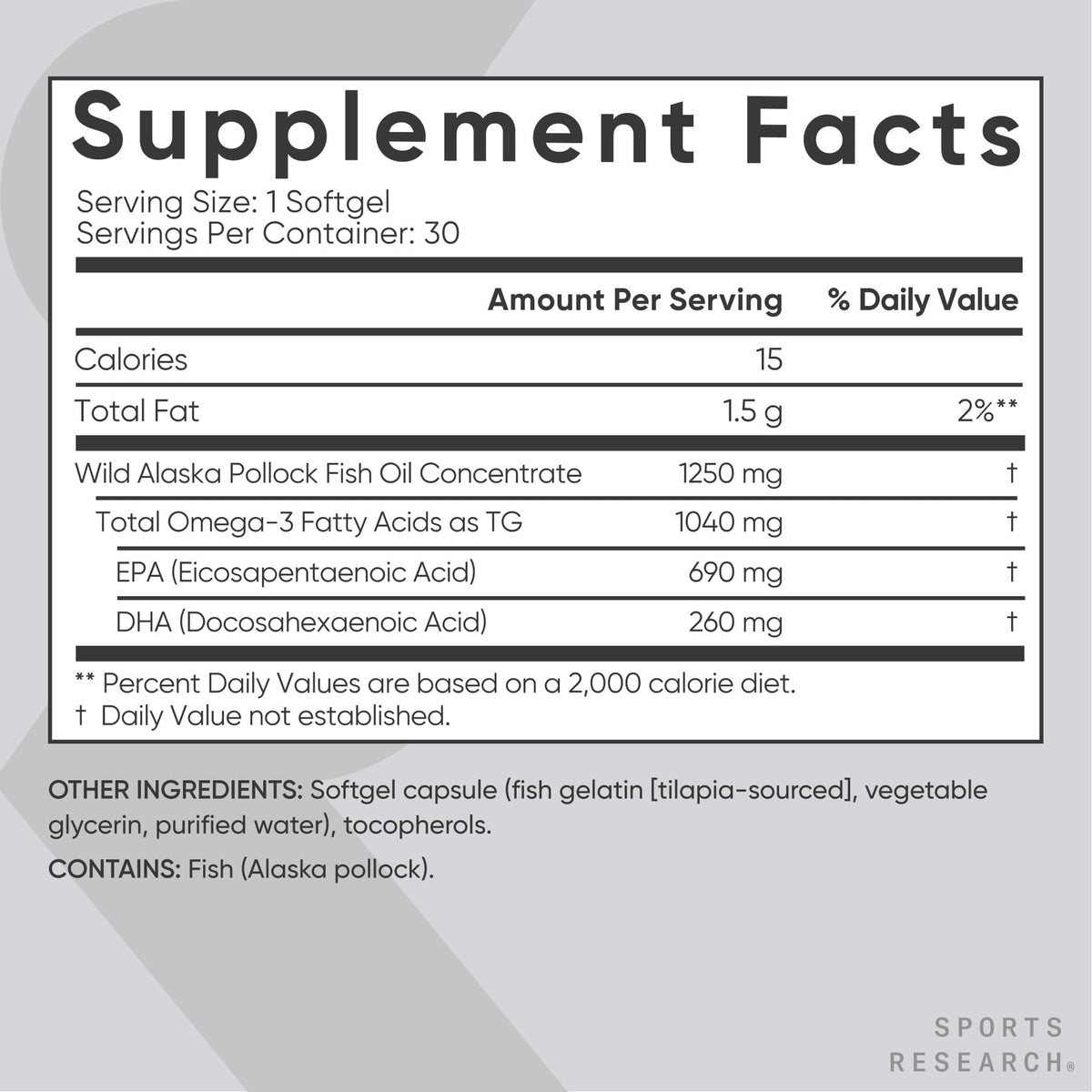 Gélules Omega-3 Sports Research sur table
