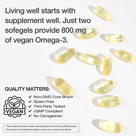 Gélules Omega-3 VEGEPOWER sur une table en bois