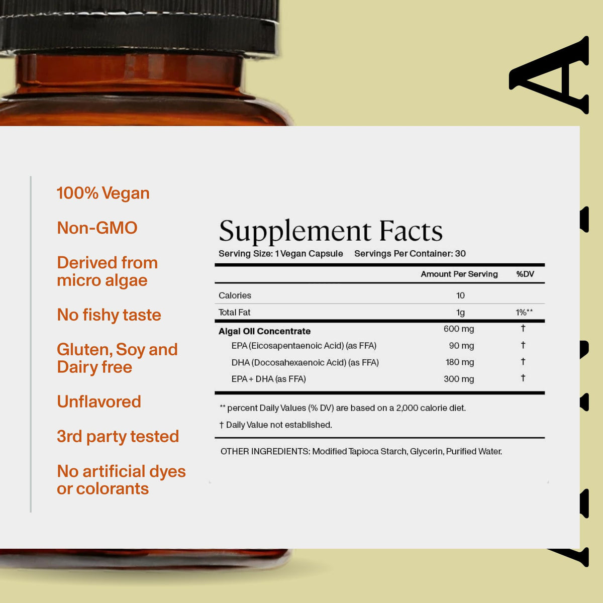Gélules Omega-3 Végétal ANYA sur fond neutre
