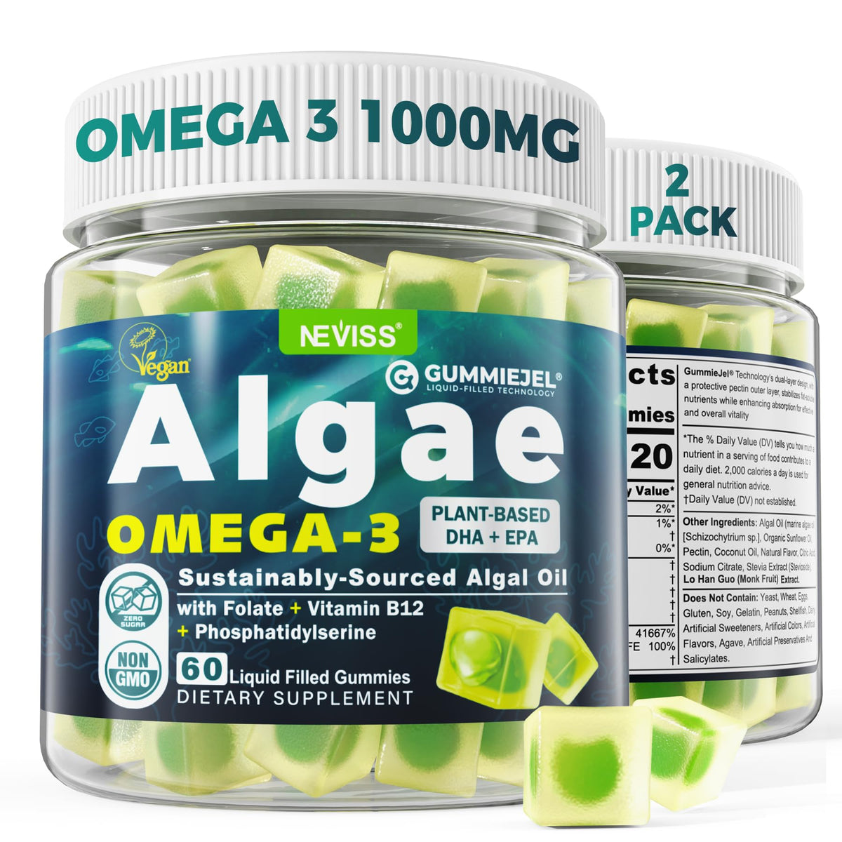 Gélules Omega 3 végétales NEVISS, paquet avant