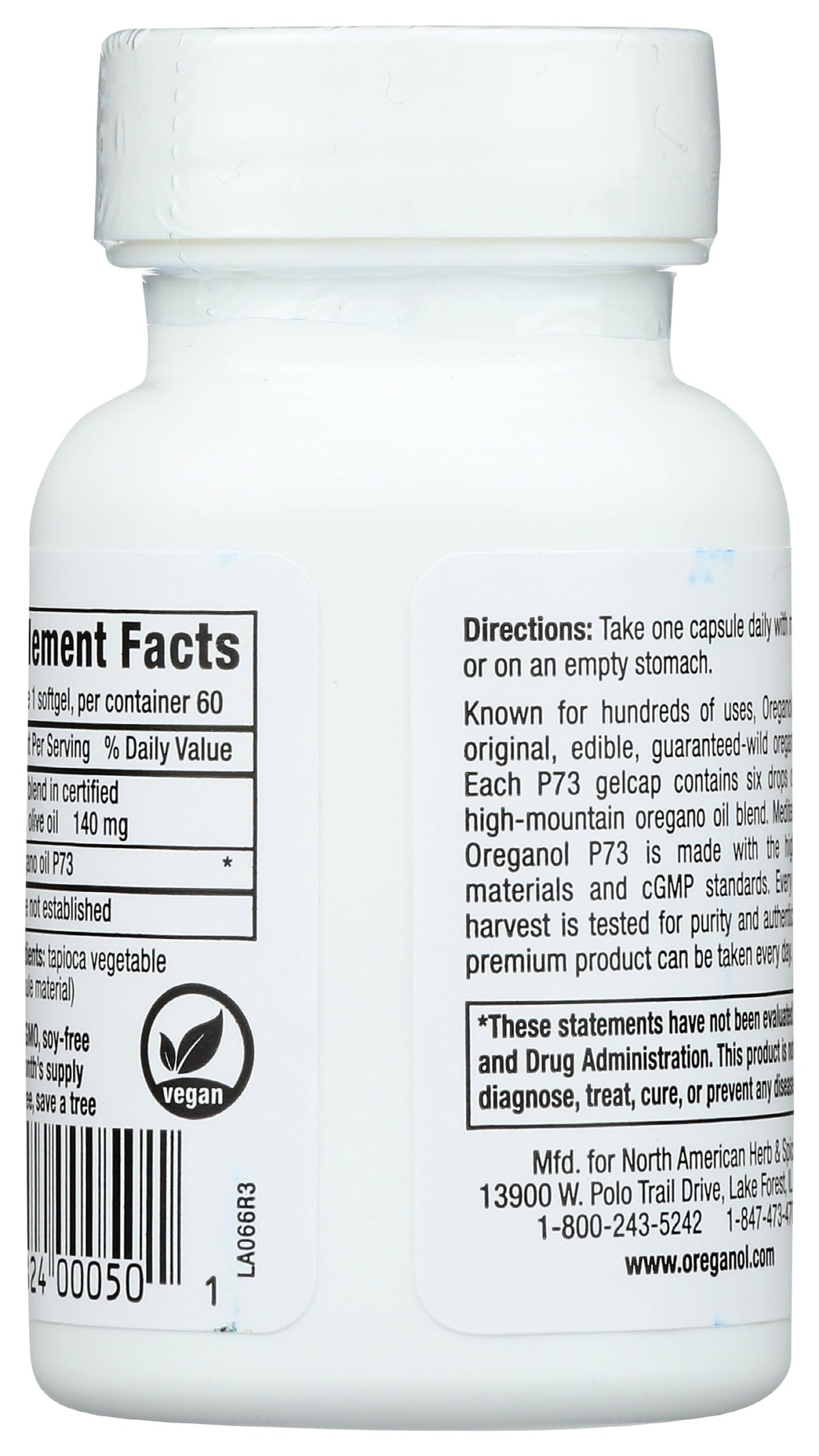 Gélules Oreganol P73 avec bouteille ouverte