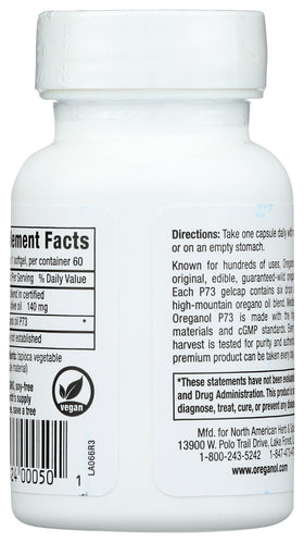 Gélules Oreganol P73 avec bouteille ouverte