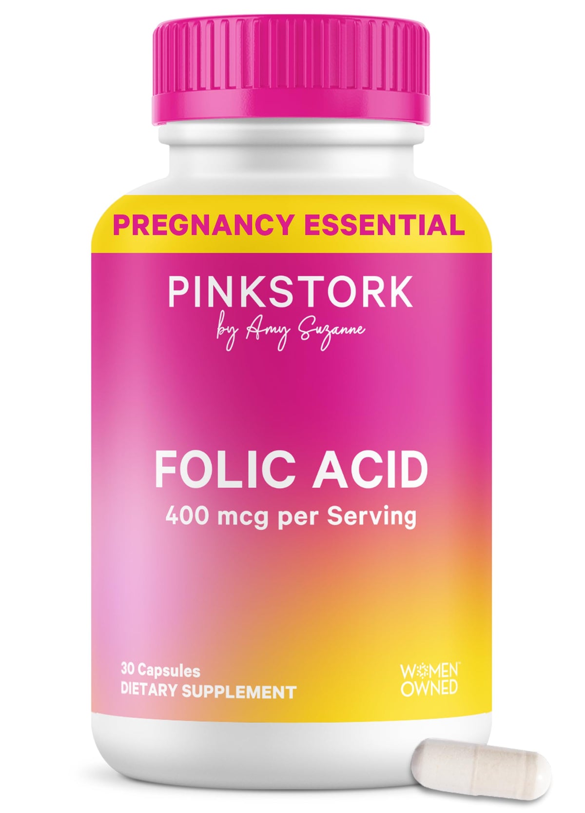 Gélules Pink Stork Acide Folique 400 mcg vue de face