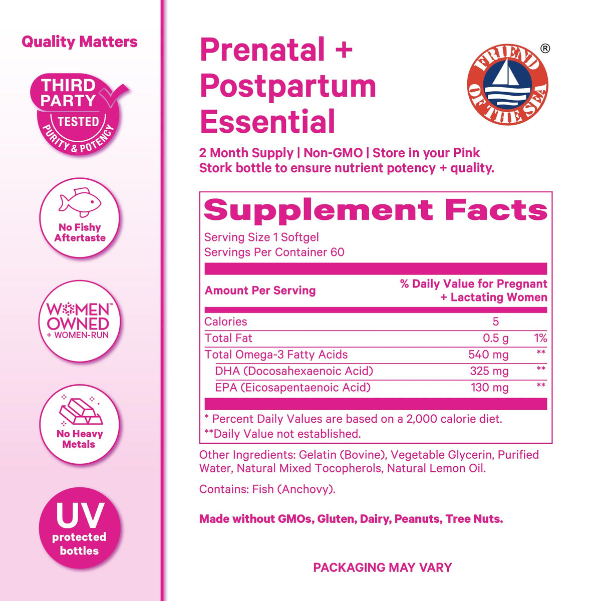 Gélules Pink Stork Omega-3 dans une main