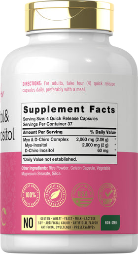 Gélules rapides de Carlyle Myo-Inositol et D-Chiro Inositol