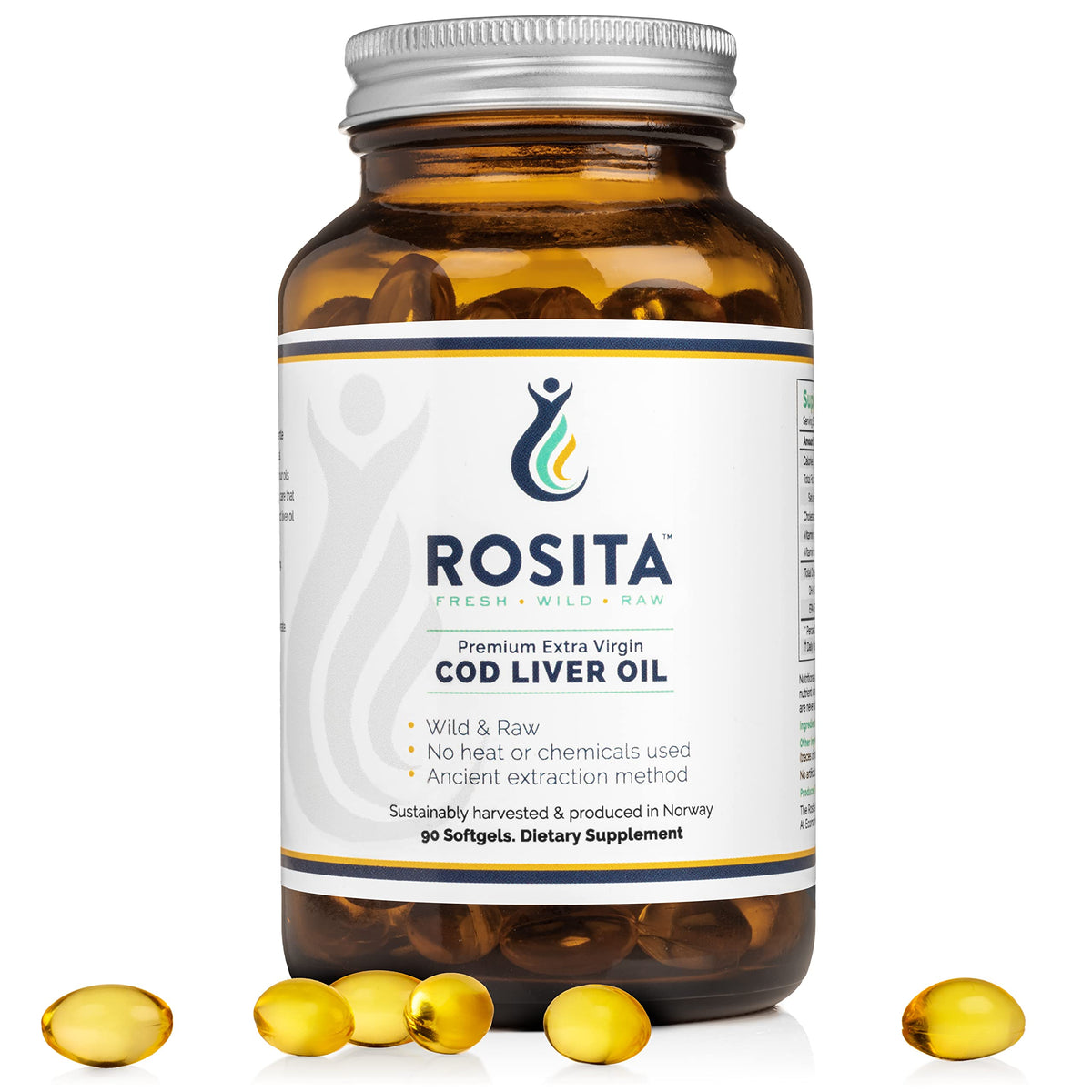 Gélules Rosita Huile de Foie de Morue sur un fond naturel