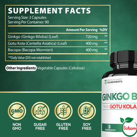 Gélules Satoomi Ginkgo Biloba sur fond blanc