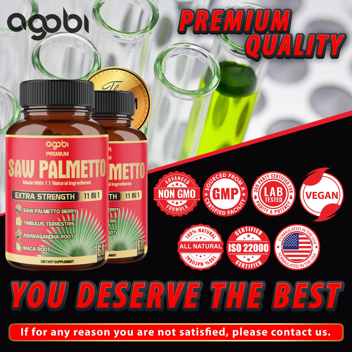 Gélules Saw Palmetto agobi avec une étiquette claire