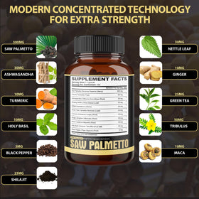 Gélules Saw Palmetto agobi sur une table en bois