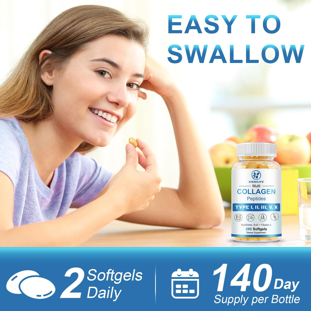 Gélules SIGNILIFE Multi Collagen Peptides avec ingrédients mentionnés
