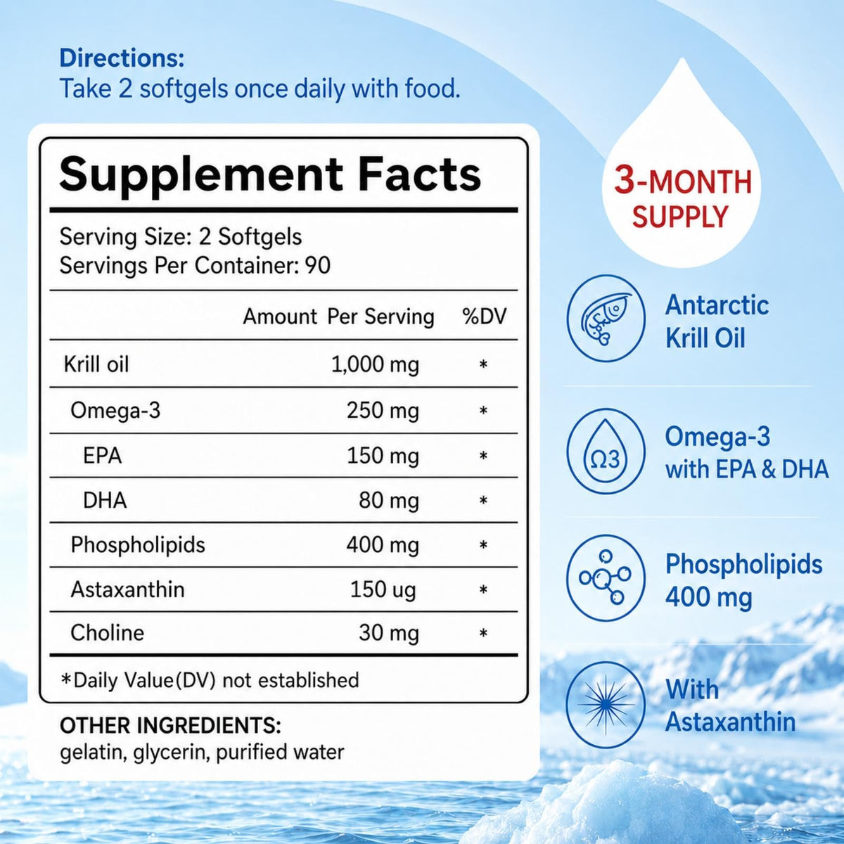 Gélules softgels d'huile de krill DR.VITPOSY sur une surface