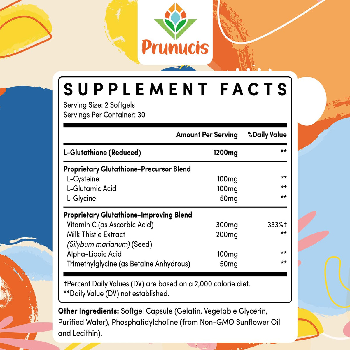 Gélules softgels de Glutathion Liposomal Prunucis sur fond blanc