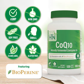 Gélules souples CoQ-10 100mg BioPerine en vue de près