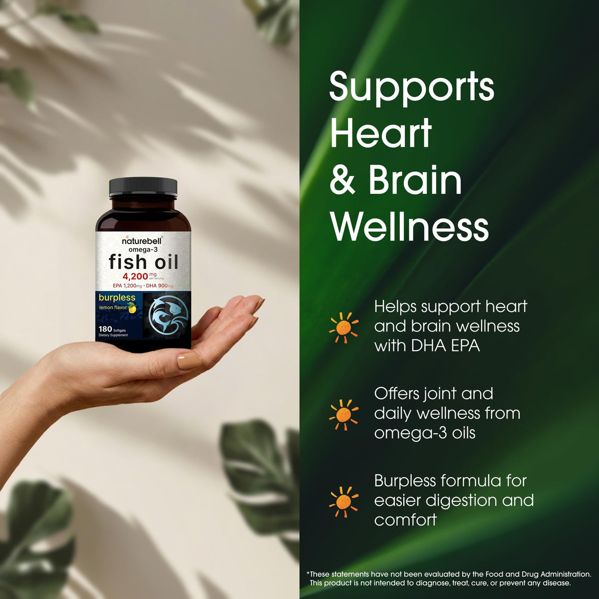 Gélules souples NatureBell Omega-3 sur une table