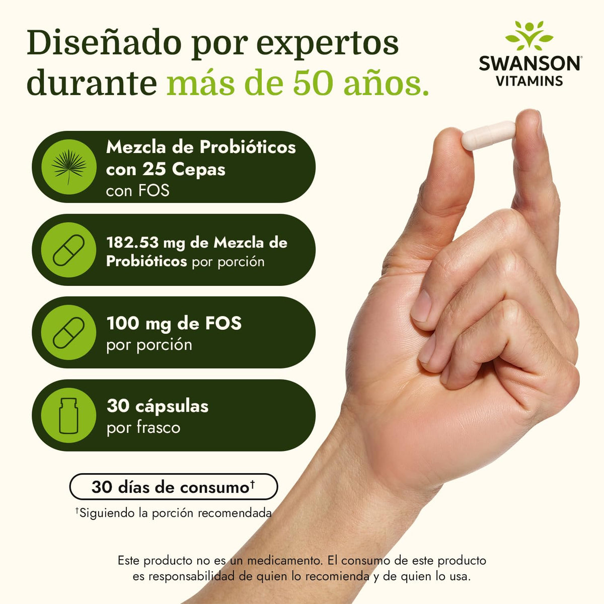 Gélules Swanson Epic-Pro Probiotique dans un verre d'eau