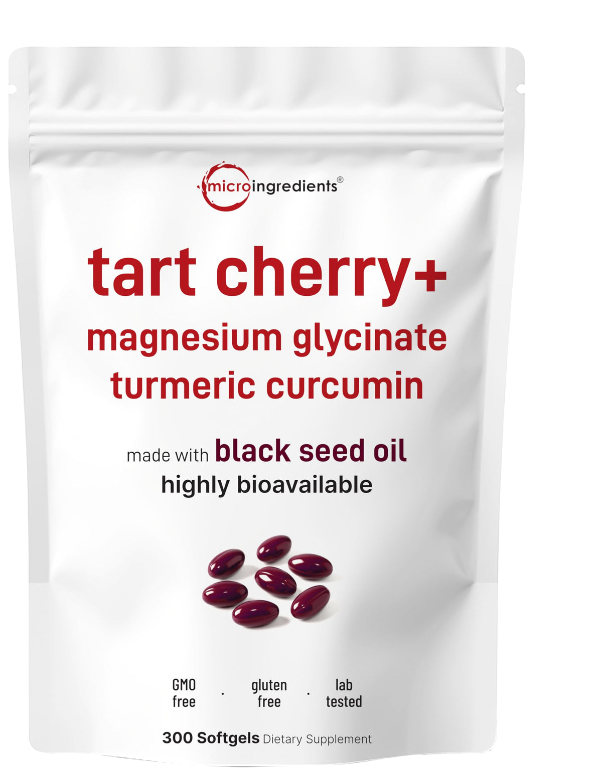 Gélules Tart Cherry+ de Micro Ingredients, 300 unités en emballage
