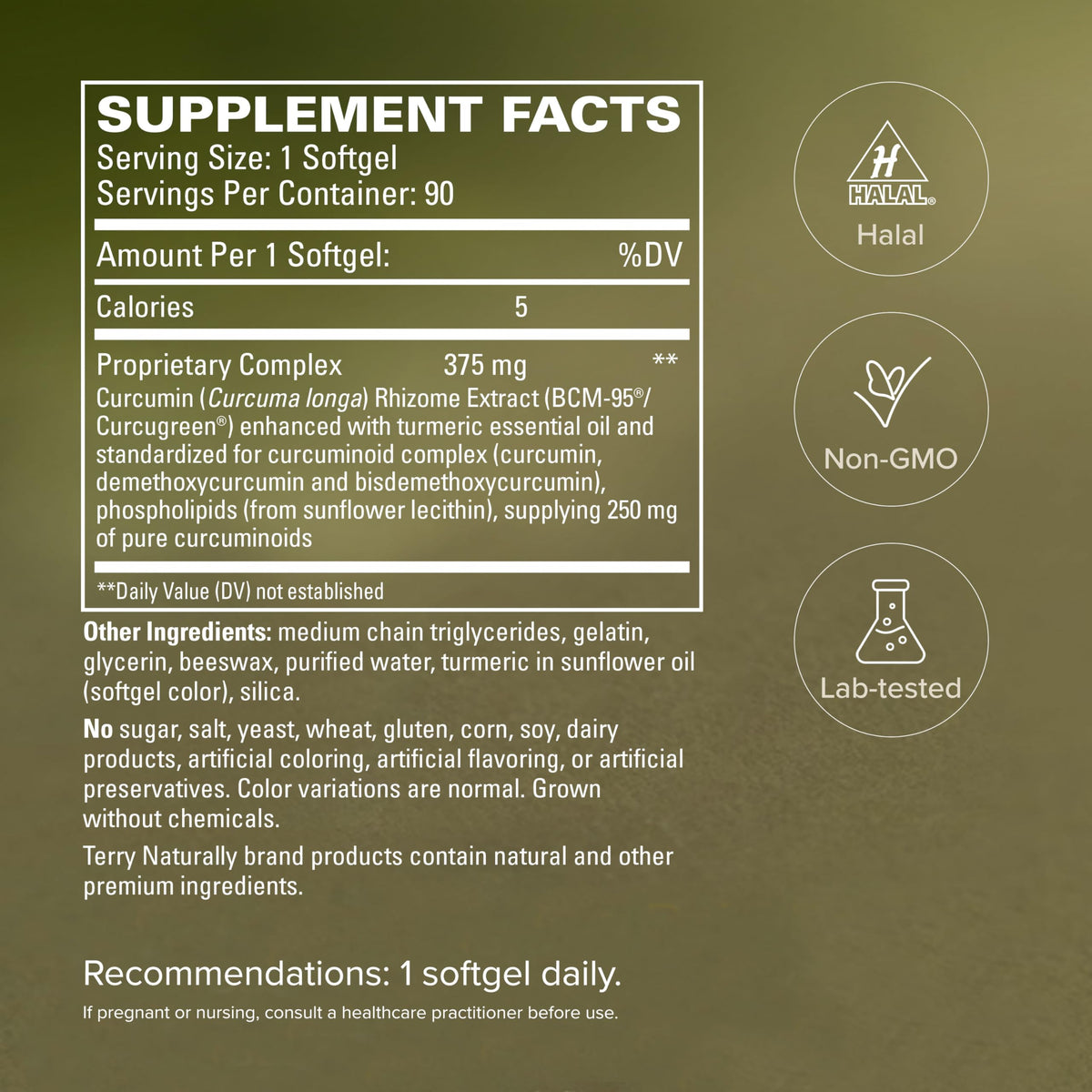 Gélules Terry Naturally CuraMed 375mg avec étiquette