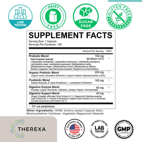Gélules THEREXA avec étiquette et informations nutritionnelles