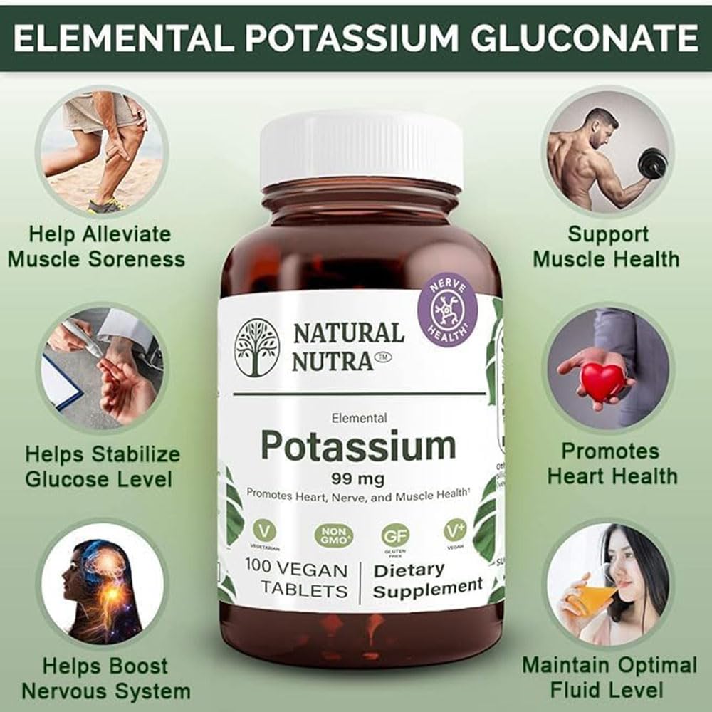 Gélules vegan de potassium Natural Nutra avec étiquette claire