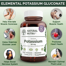 Gélules vegan de potassium Natural Nutra avec étiquette claire