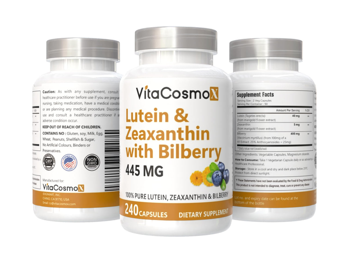 Gélules véganes VitaCosmoX Luteine avec Zéaxanthine