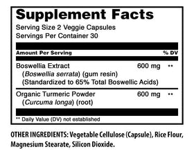 Gélules végétales Amazing Nutrition Boswellia & Curcuma sur fond blanc