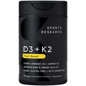 Gélules végétales D3 + K2 de Sports Research, vue de face