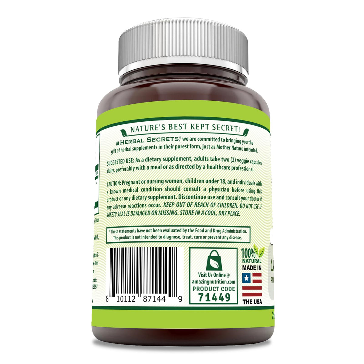 Gélules végétales de basilic sacré Herbal Secrets posées sur une surface