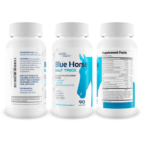 Gélules végétales de Blue Horse Salt Trick sur fond blanc