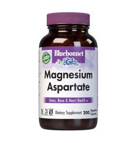 Gélules végétales de BlueBonnet Magnésium Aspartate 400 mg, vue de face