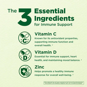 Gélules végétales de Complexe de Vitamines C, D3 et Zinc sur fond blanc