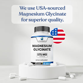 Gélules végétales de magnésium glycinate American Standard Supplements sur une table en bois