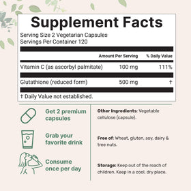 Gélules végétales de Micro Ingredients Glutathione sur fond blanc