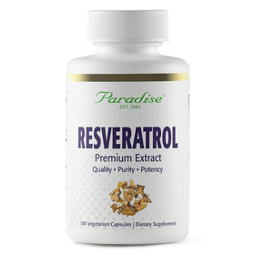 Gélules végétales de Resveratrol Paradise Herbs en bouteille vue de face