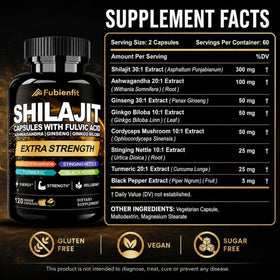 Gélules végétales de Shilajit Fubienfit sur fond blanc