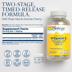 Gélules végétales de Vitamine C 1000mg SOLARAY avec églantier