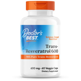 Gélules végétales Doctor's BEST Trans-Resvératrol 600 mg vue de face