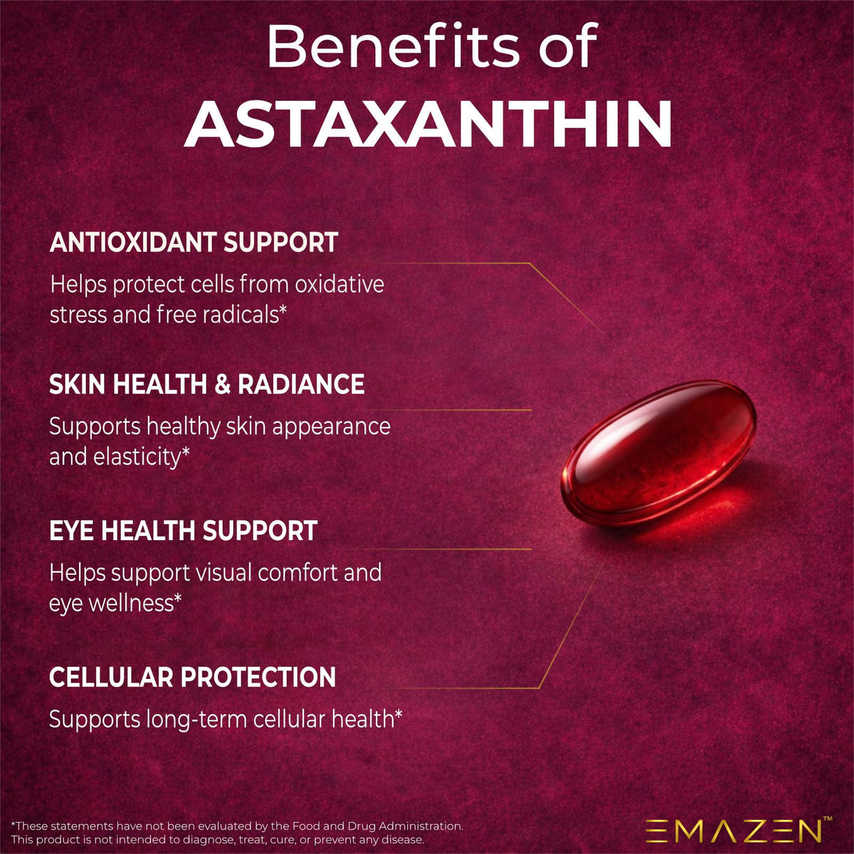 Gélules végétales EMAZEN Astaxanthin sur fond blanc