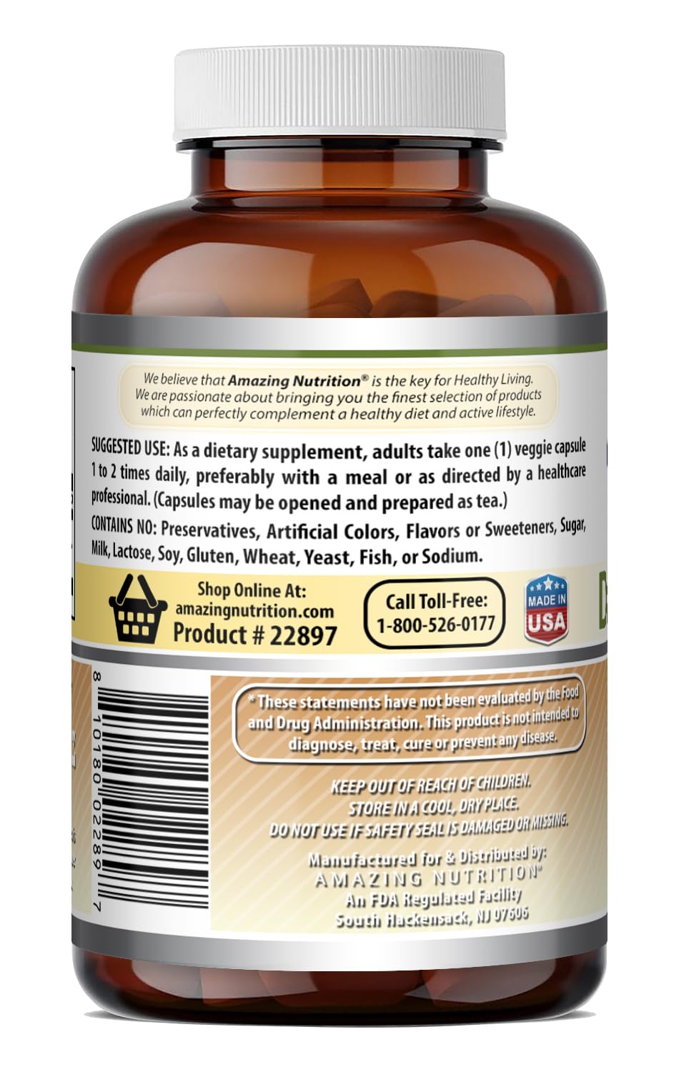 Gélules végétales et flacon de racine de pissenlit Amazing Nutrition
