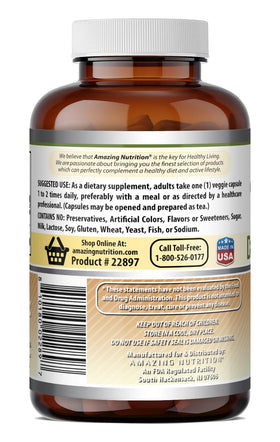 Gélules végétales et flacon de racine de pissenlit Amazing Nutrition