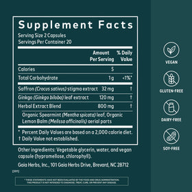 Gélules végétales Gaia Herbs Nootropic Focus sur fond blanc